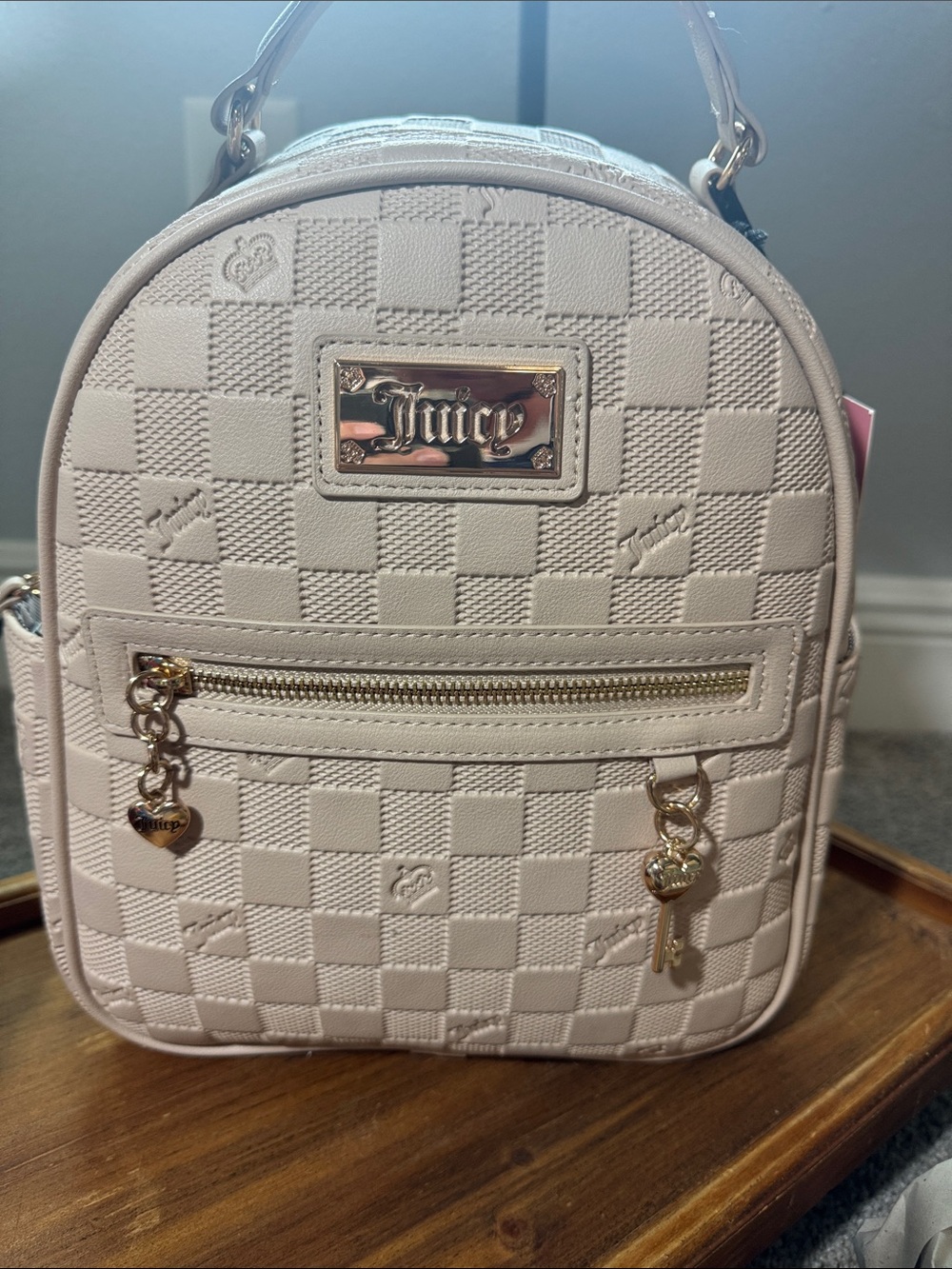 Juicy Couture Sandstone Mini Backpack with Gold Hardware
